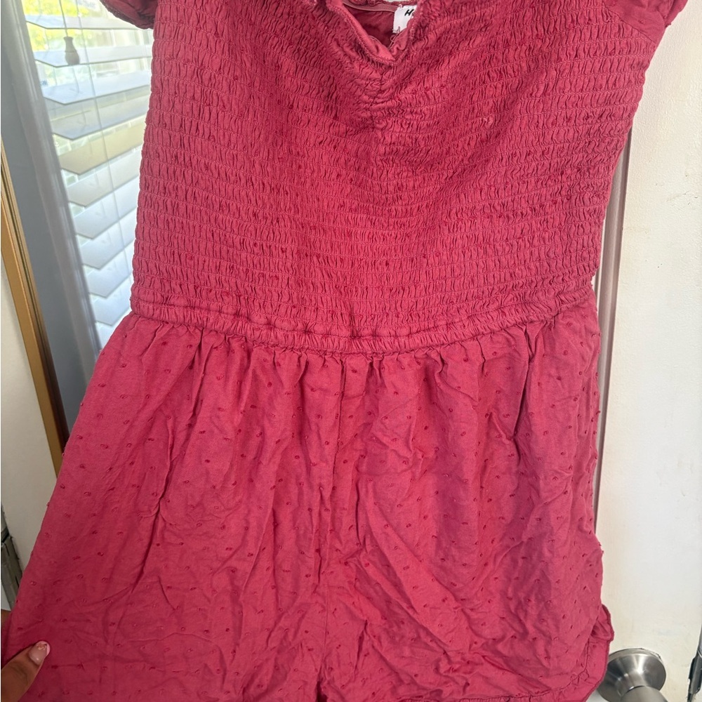 Heart Hips Raspberry Red Smocked Romper - Picture 2 of 4